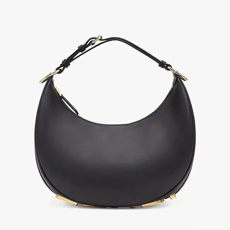 Affordable HOT Bag Fendi Fendigraphy Calf Leather Small In Hobo Black 0623